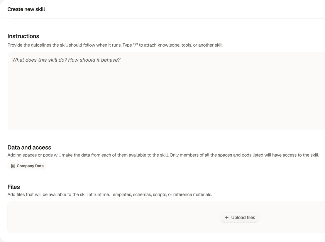 The skill builder creation flow