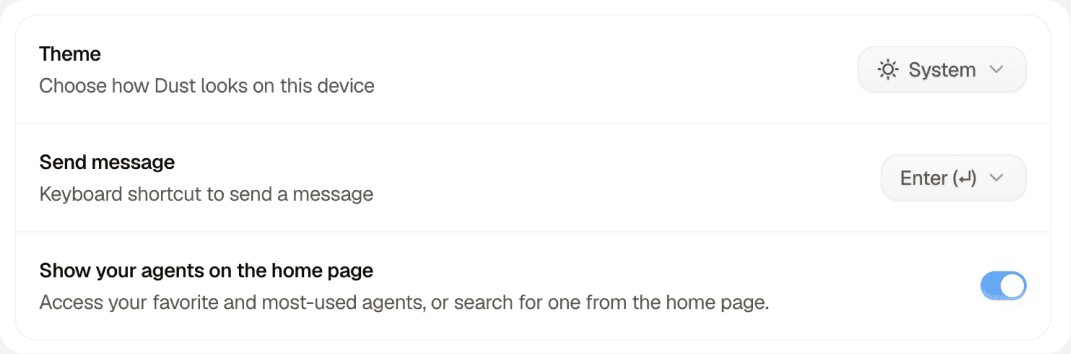 A refreshed settings surface